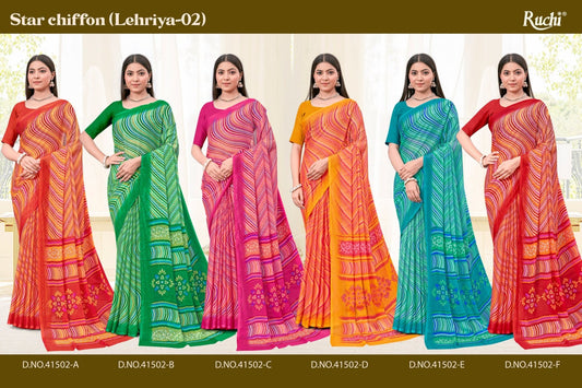 Star Chiffon Lehriya 2 Ruchi Chiffon Sarees Wholesaler India