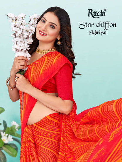 Star Chiffon Lehriya 5 Ruchi Sarees Manufacturer India