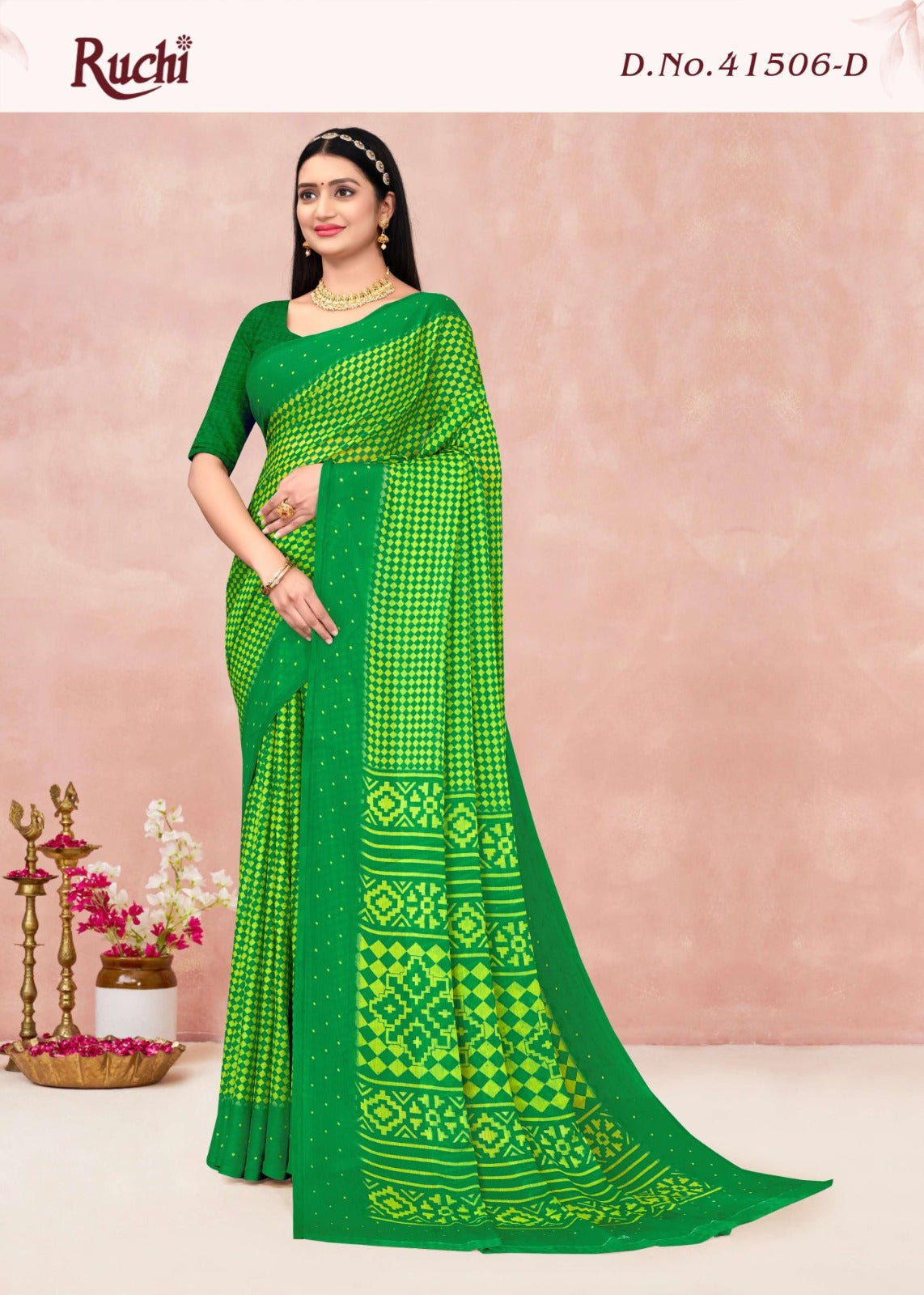 Star Chiffon Lehriya 6 Ruchi Sarees Wholesaler Gujarat