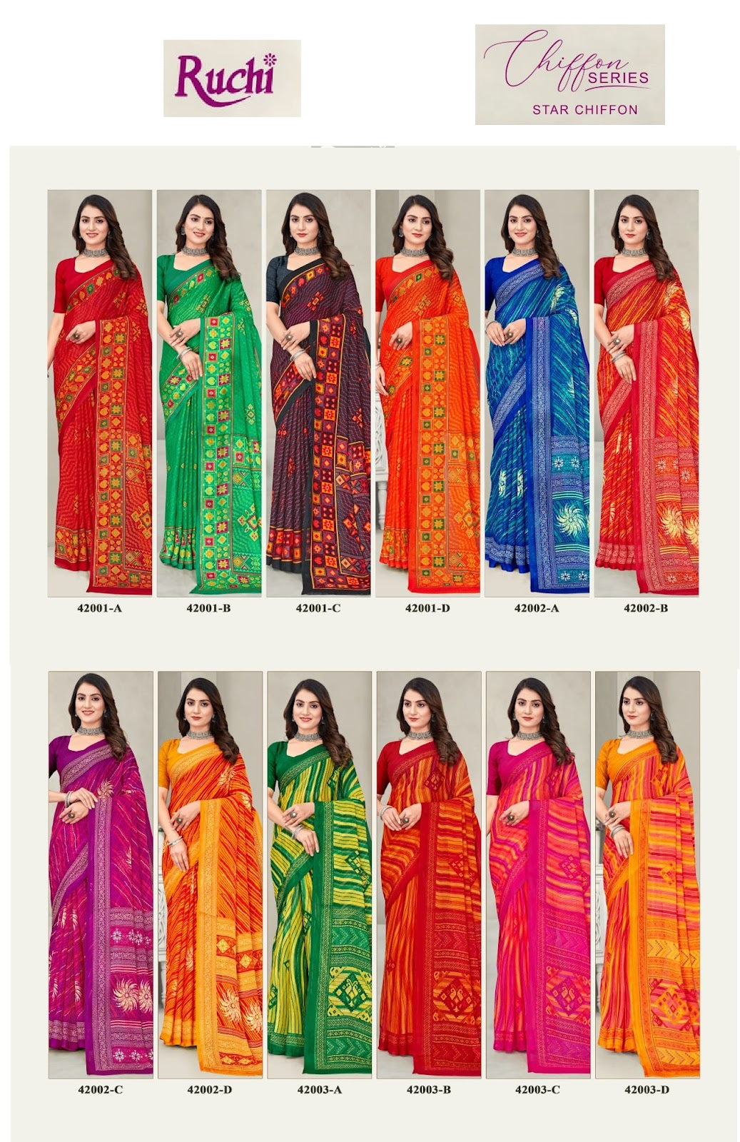 Star Chiffon Vol 192 Ruchi Sarees Exporter India