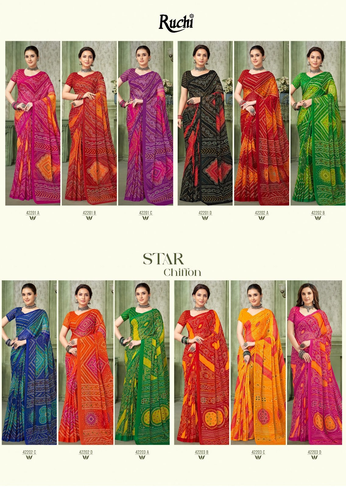 Star Chiffon Vol 193 Ruchi Chiffon Sarees Wholesale