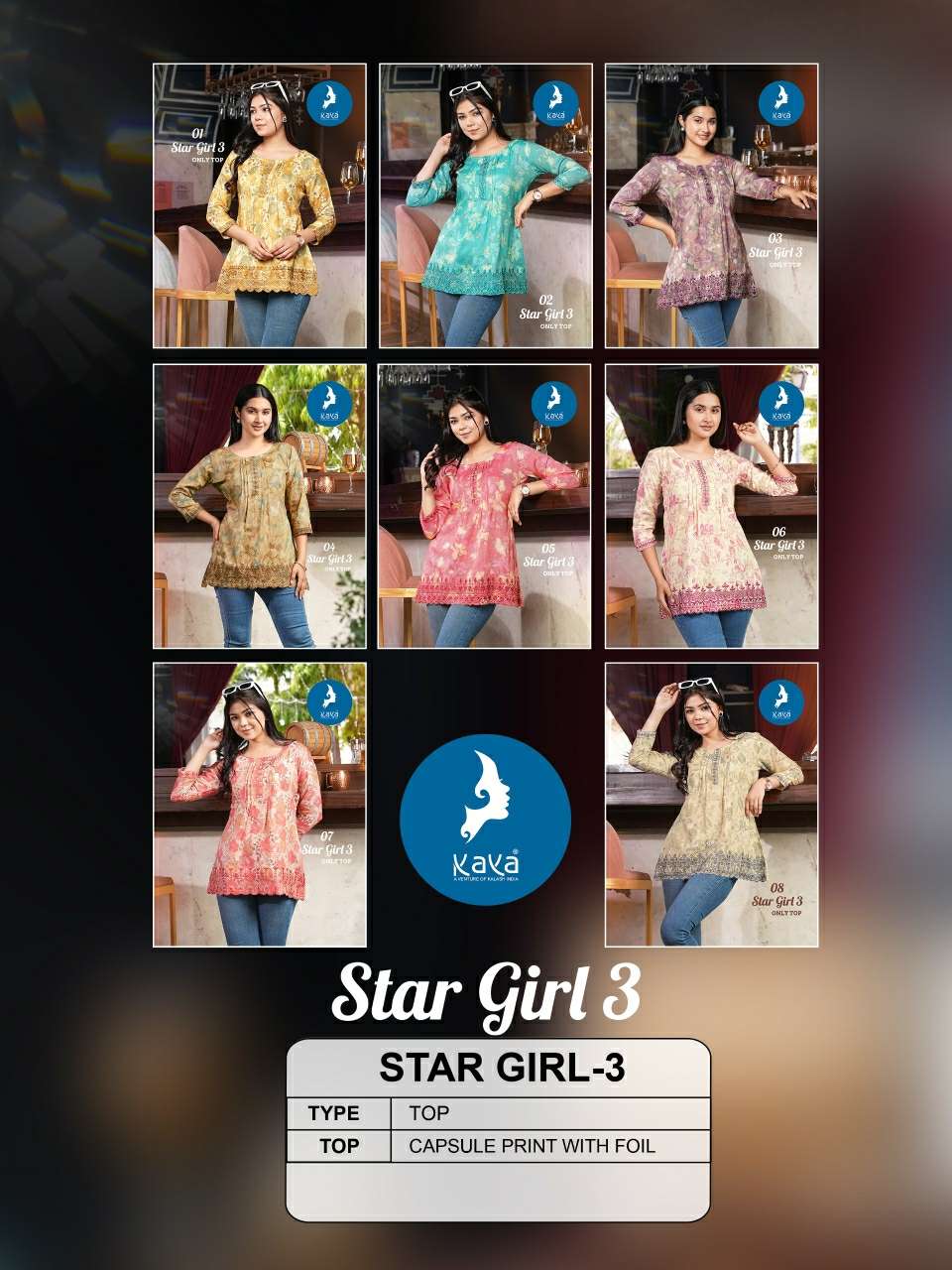 Star Girl 3 Kaya Capsule Fancy Tops Exporter India