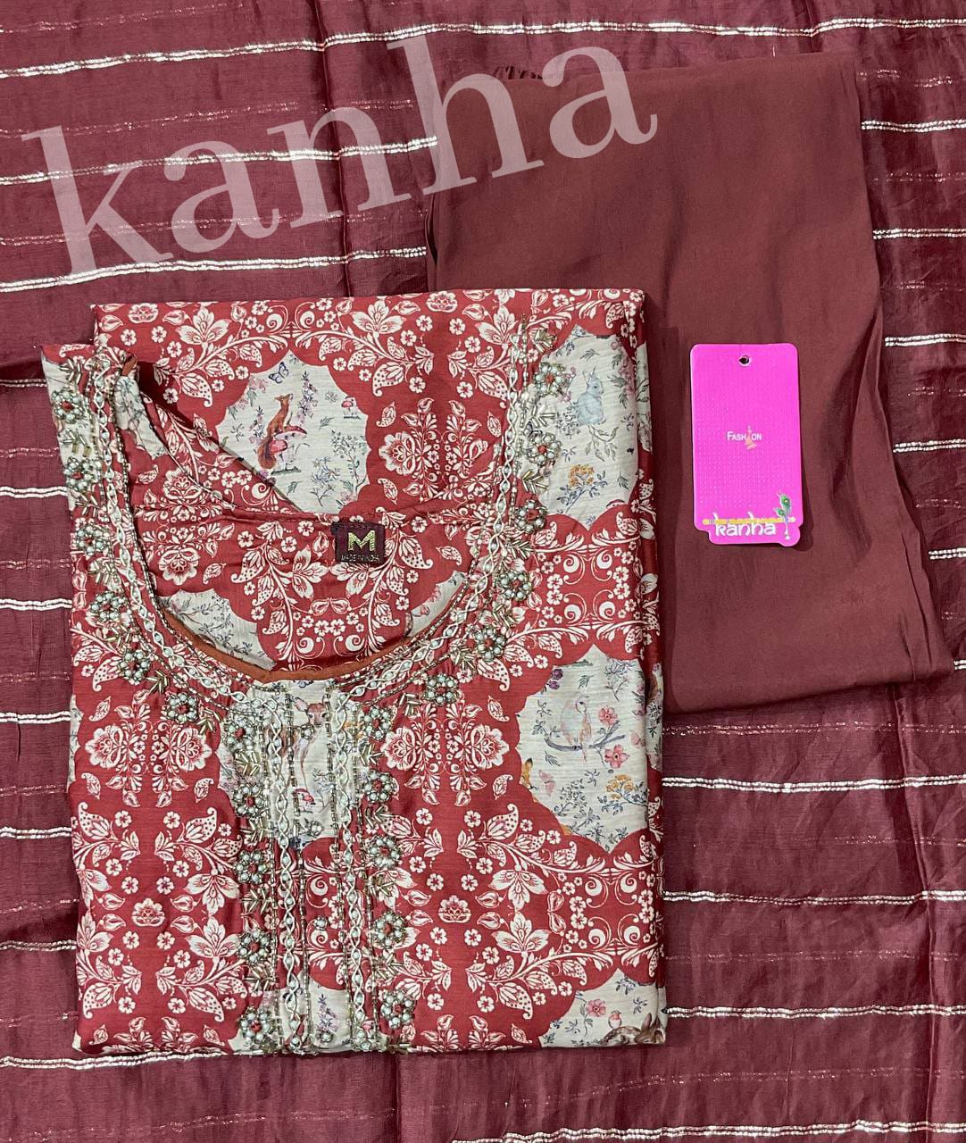 Star Kanha Chanderi Readymade Pant Style Suits Manufacturer India