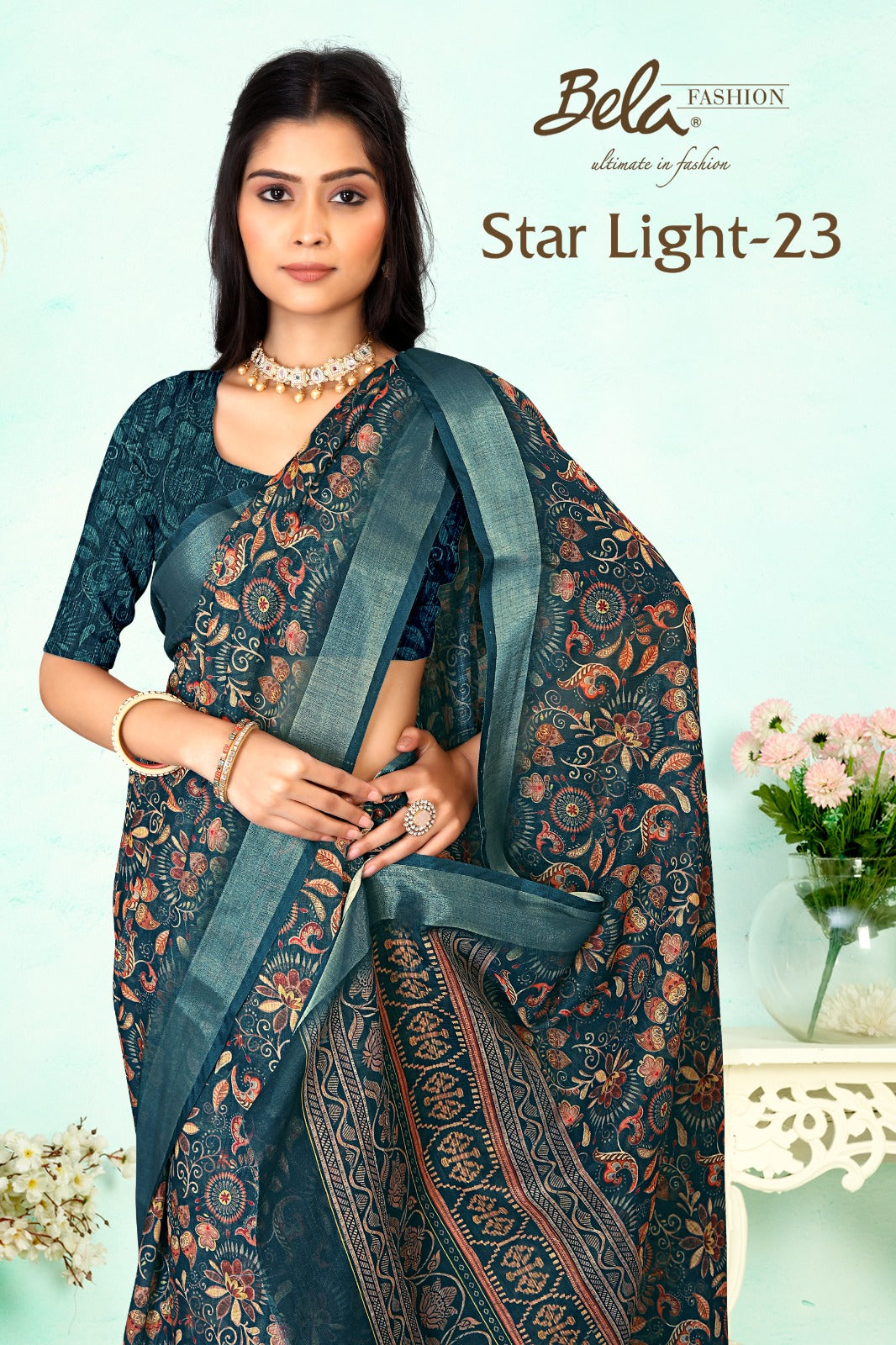 Star Light 23 Bela Fashion Linen Sarees Manufacturer Ahmedabad
