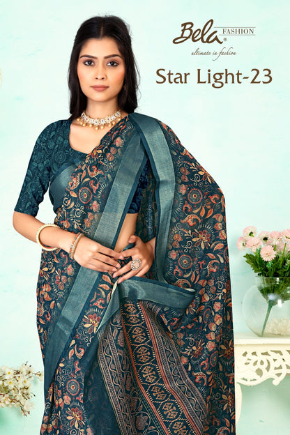 Star Light 23 Bela Fashion Linen Sarees Manufacturer Ahmedabad