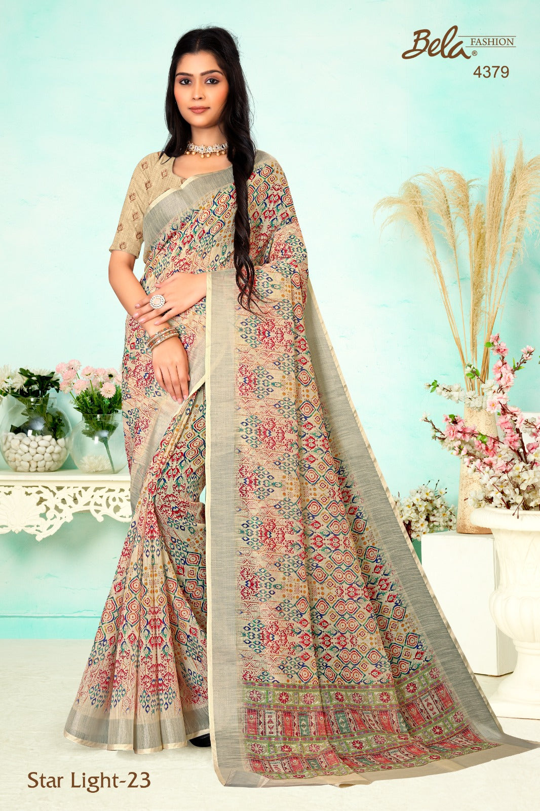 Star Light 23 Bela Fashion Linen Sarees Manufacturer Ahmedabad