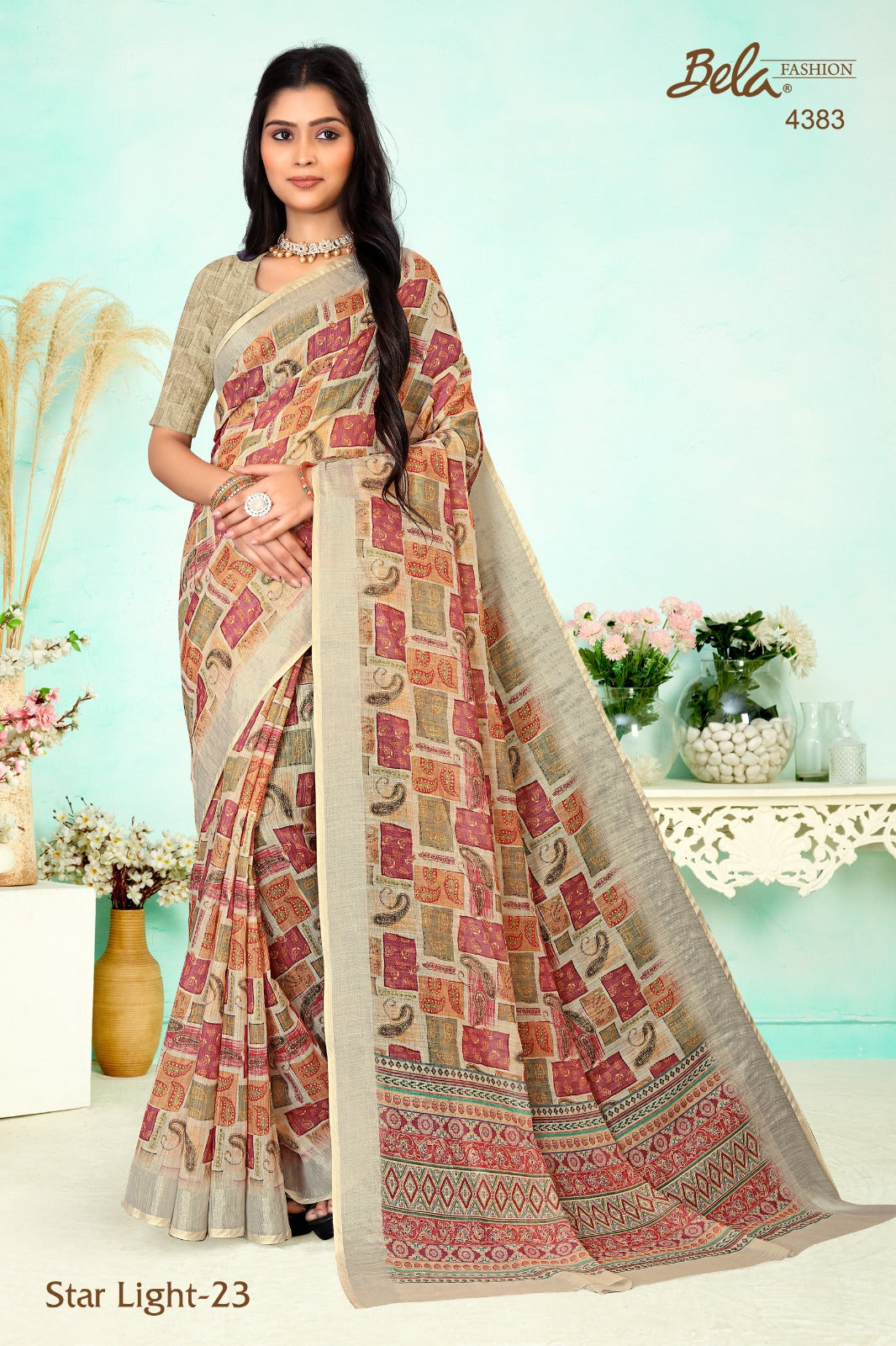 Star Light 23 Bela Fashion Linen Sarees Manufacturer Ahmedabad