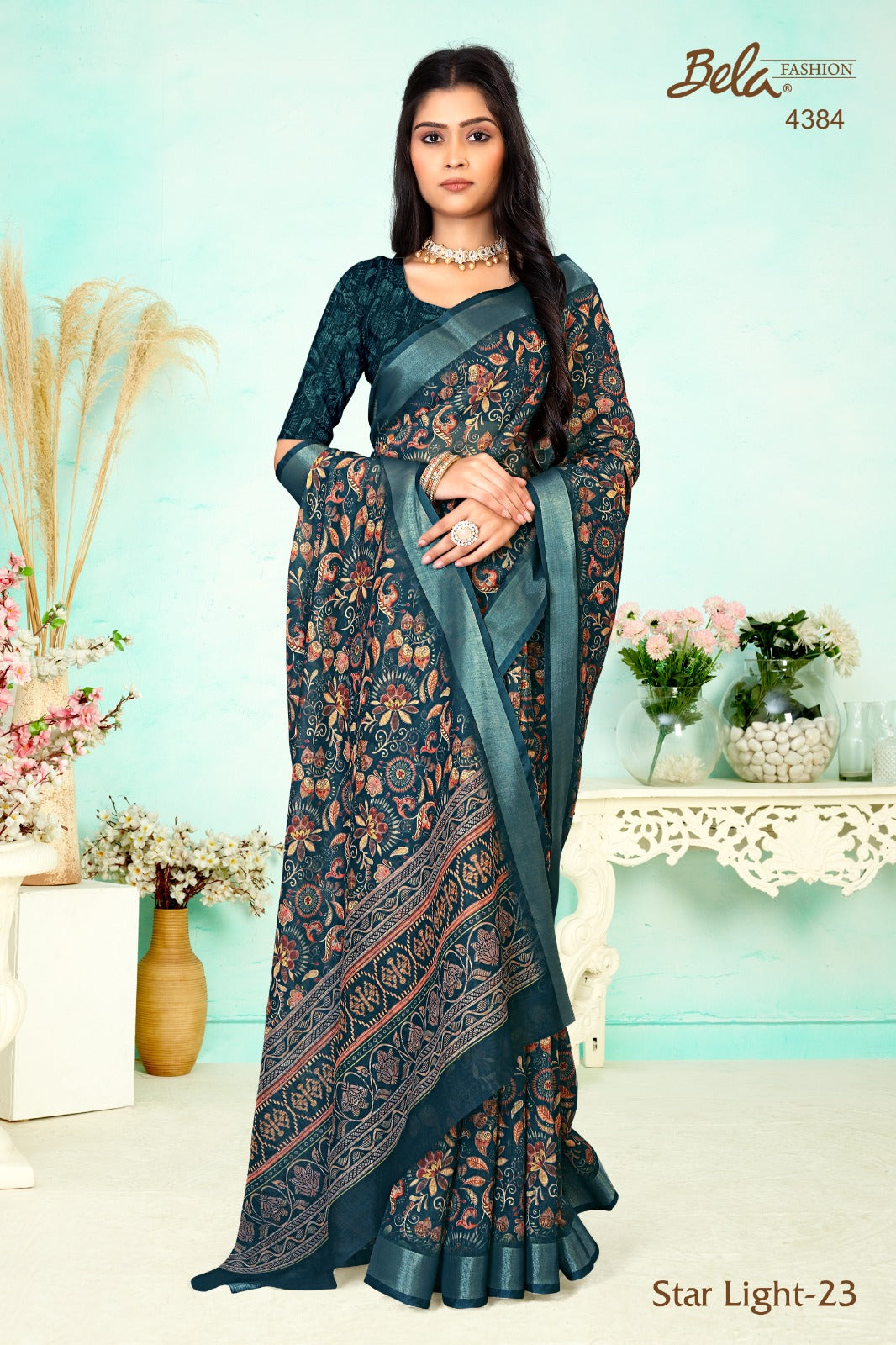 Star Light 23 Bela Fashion Linen Sarees Manufacturer Ahmedabad