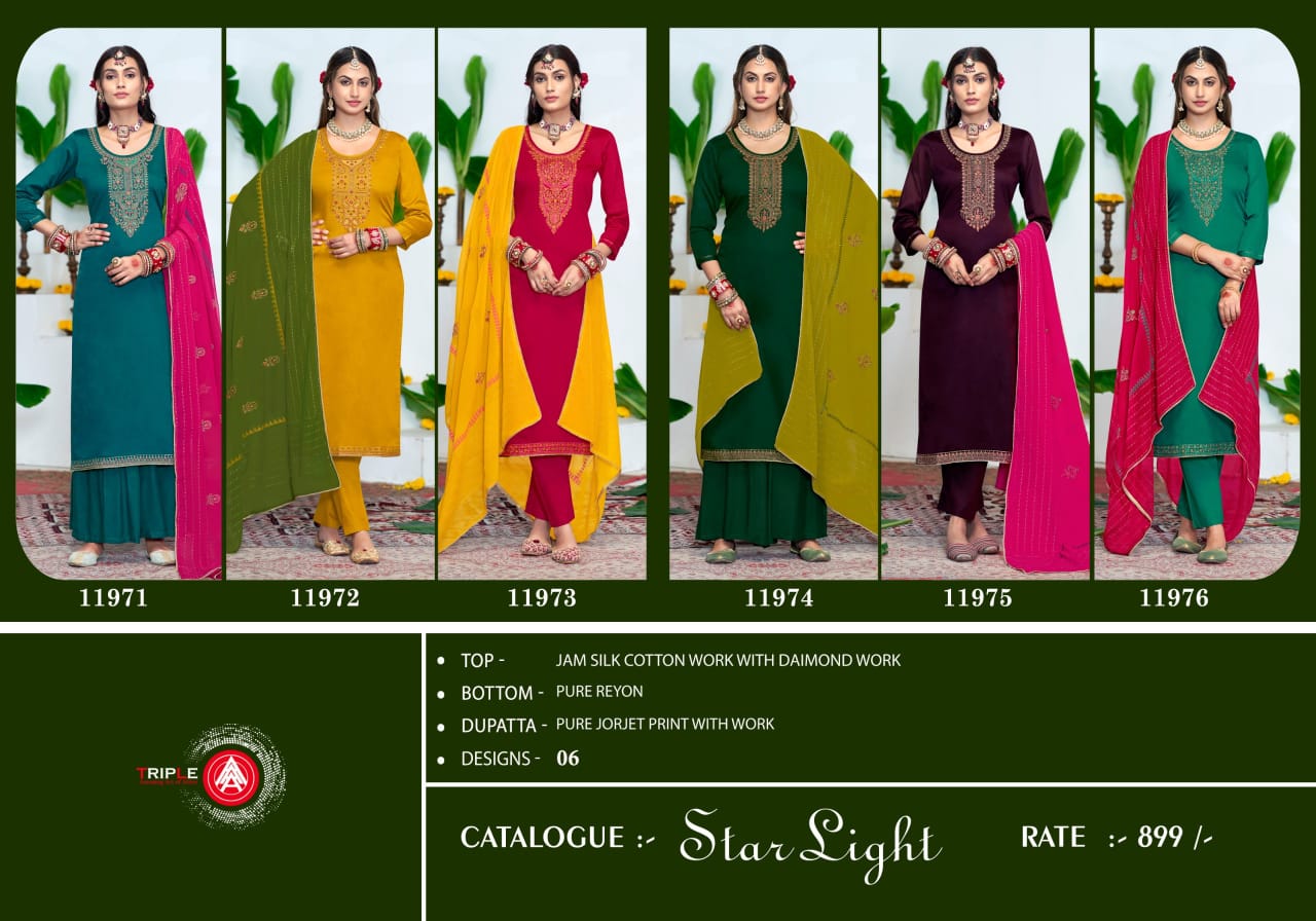 Star Light Triple Aaa Jaam Silk Pant Style Suits Supplier Gujarat