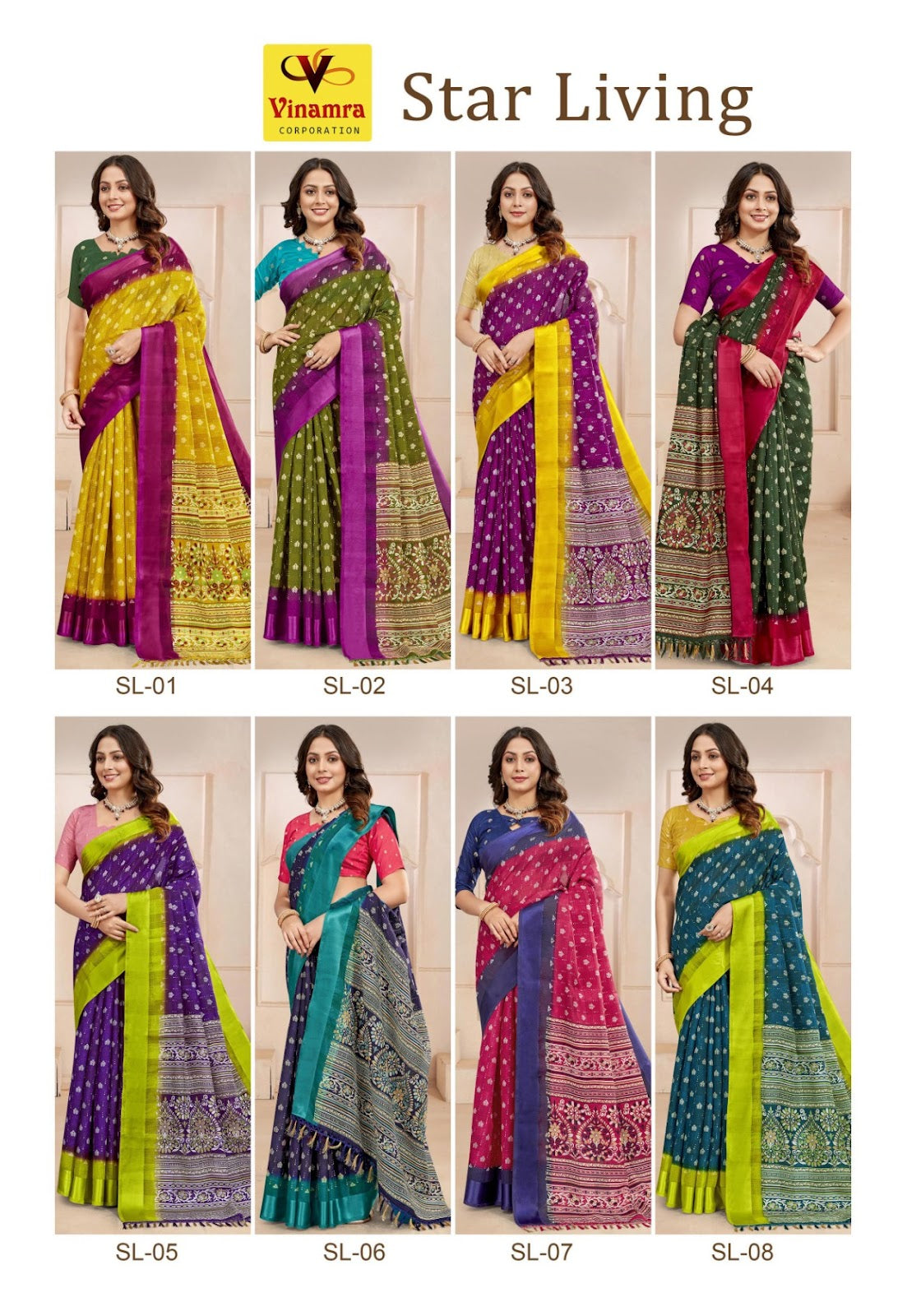 Star Living Vinamra Cotton Silk Sarees Supplier
