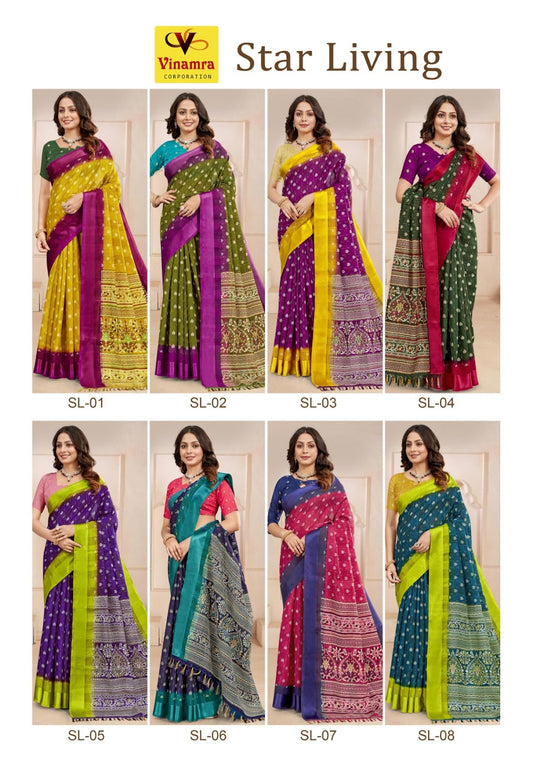 Star Living Vinamra Cotton Silk Sarees Supplier