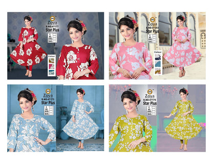 Star Plus Zoya Rayon Anarkali Kurtis Wholesaler Ahmedabad