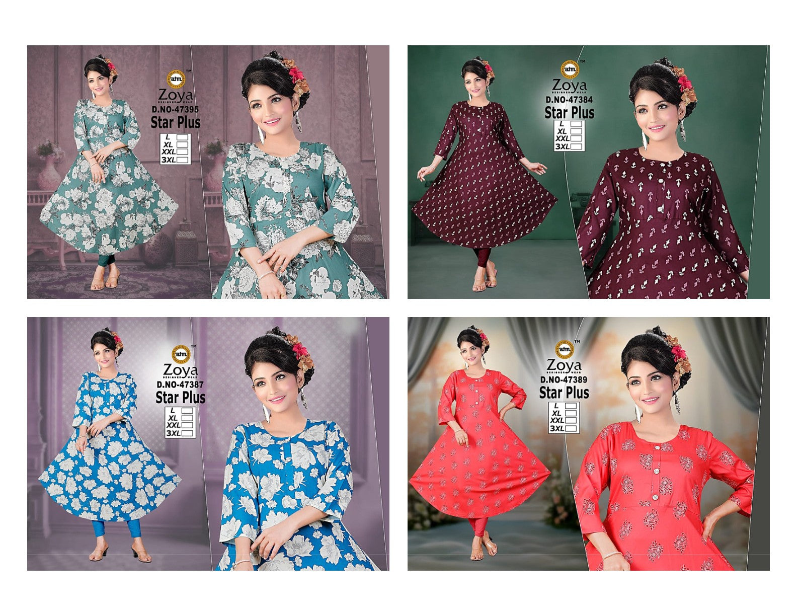 Star Plus Zoya Rayon Anarkali Kurtis Wholesaler Ahmedabad