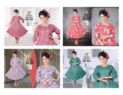 Star Plus Zoya Rayon Anarkali Kurtis Wholesaler Ahmedabad