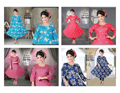 Star Plus Zoya Rayon Anarkali Kurtis Wholesaler Ahmedabad
