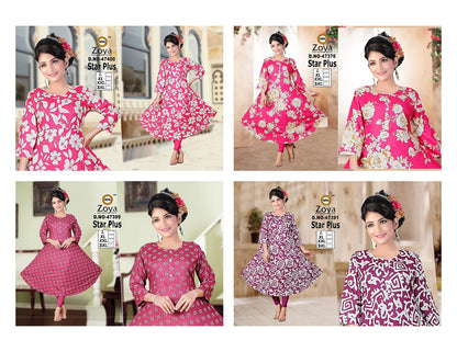 Star Plus Zoya Rayon Anarkali Kurtis Wholesaler Ahmedabad