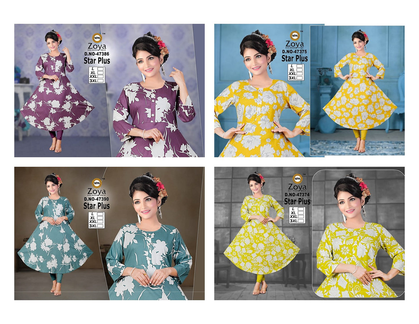 Star Plus Zoya Rayon Anarkali Kurtis Wholesaler Ahmedabad