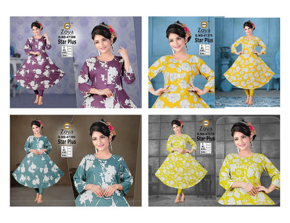 Star Plus Zoya Rayon Anarkali Kurtis Wholesaler Ahmedabad