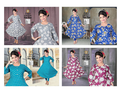 Star Plus Zoya Rayon Anarkali Kurtis Wholesaler Ahmedabad