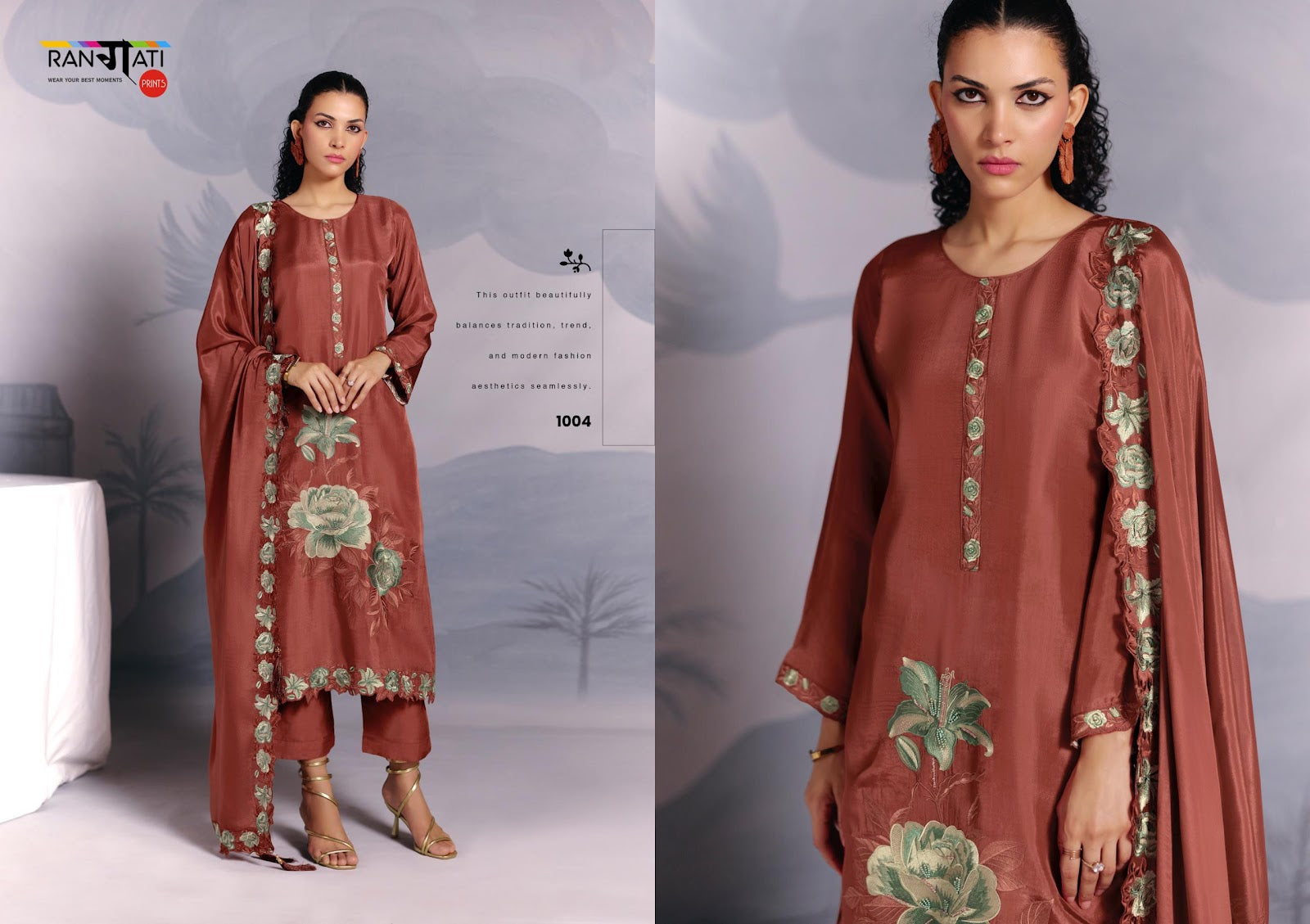 Star Rangati Prints Pure Silk Pant Style Suits Wholesaler