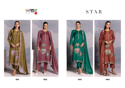 Star Rangati Prints Pure Silk Pant Style Suits Wholesaler