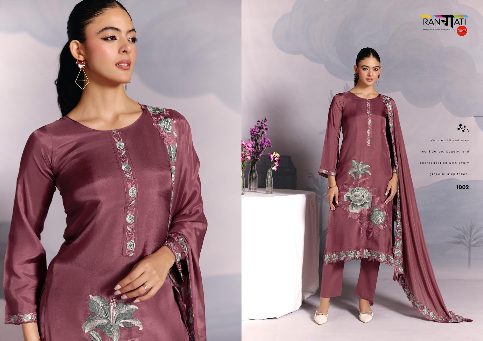 Star Rangati Prints Pure Silk Pant Style Suits Wholesaler