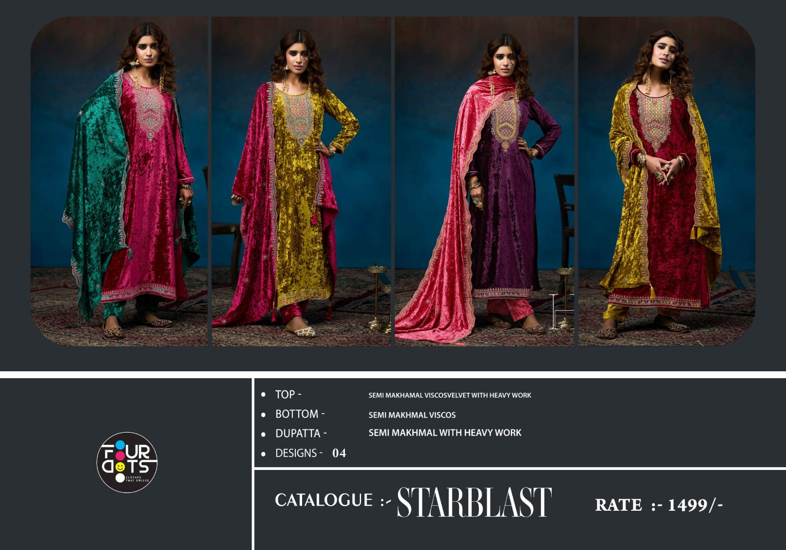 Starblast Four Dots Velvet Suits Exporter