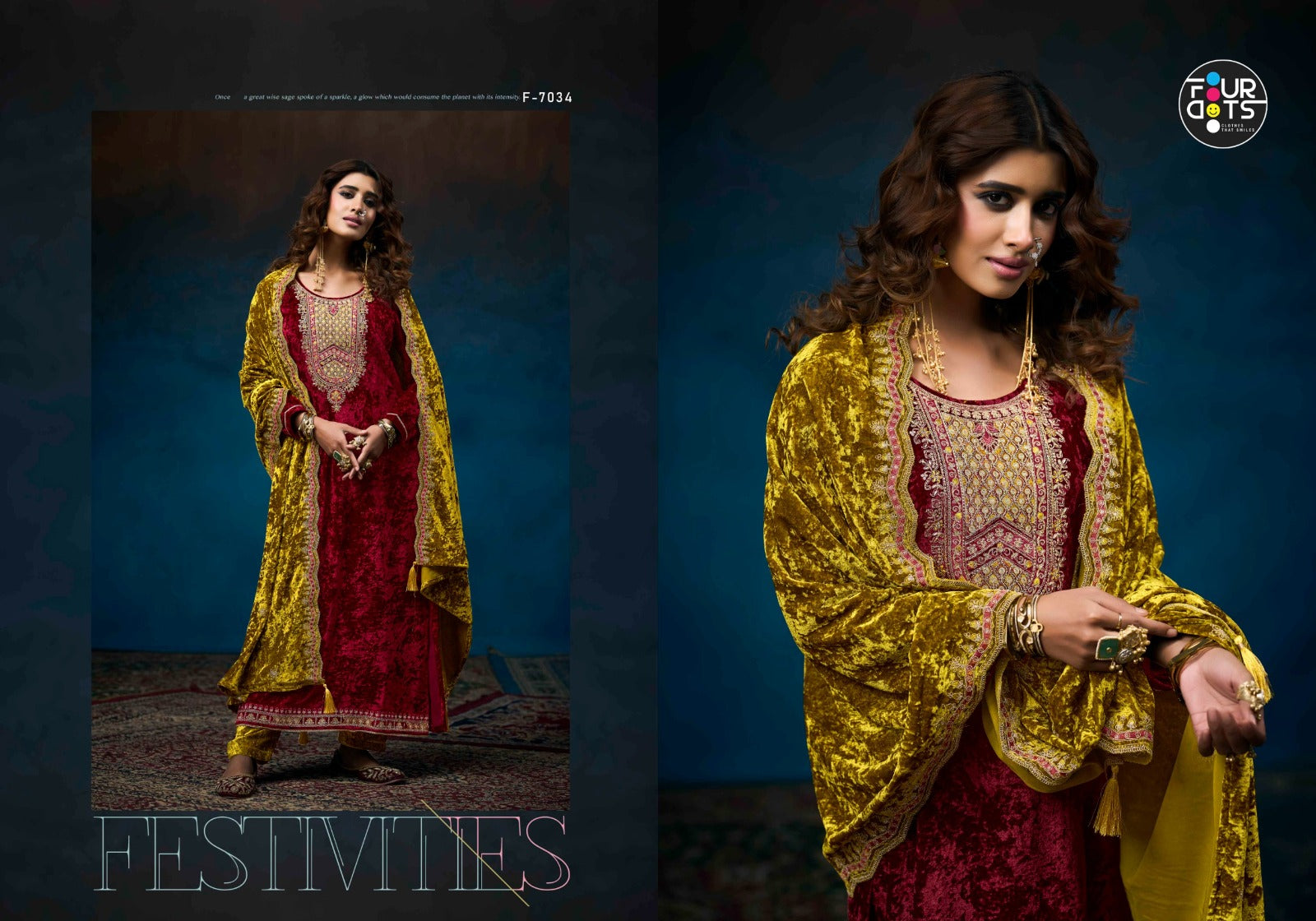 Starblast Four Dots Velvet Suits Exporter