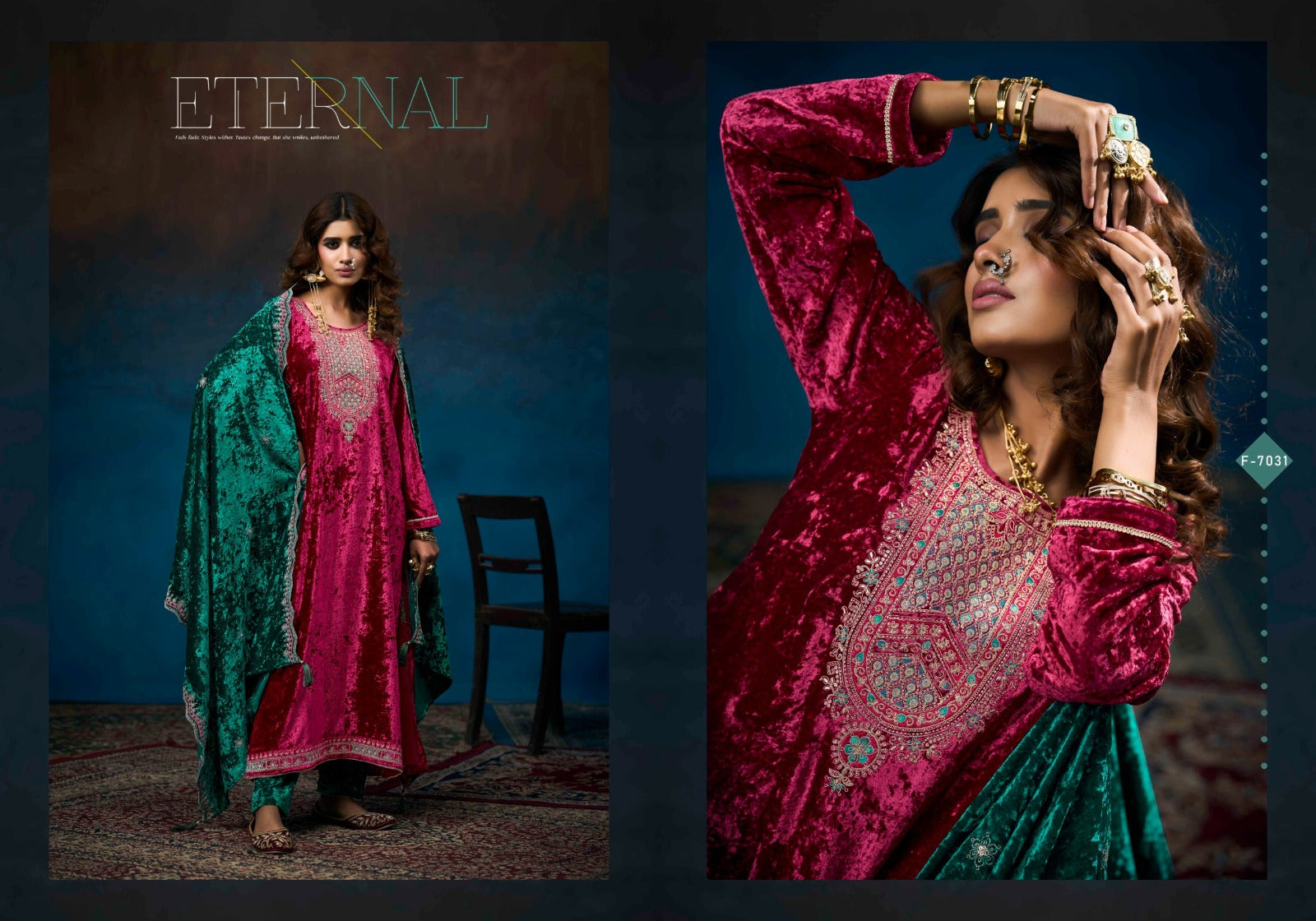 Starblast Four Dots Velvet Suits Exporter