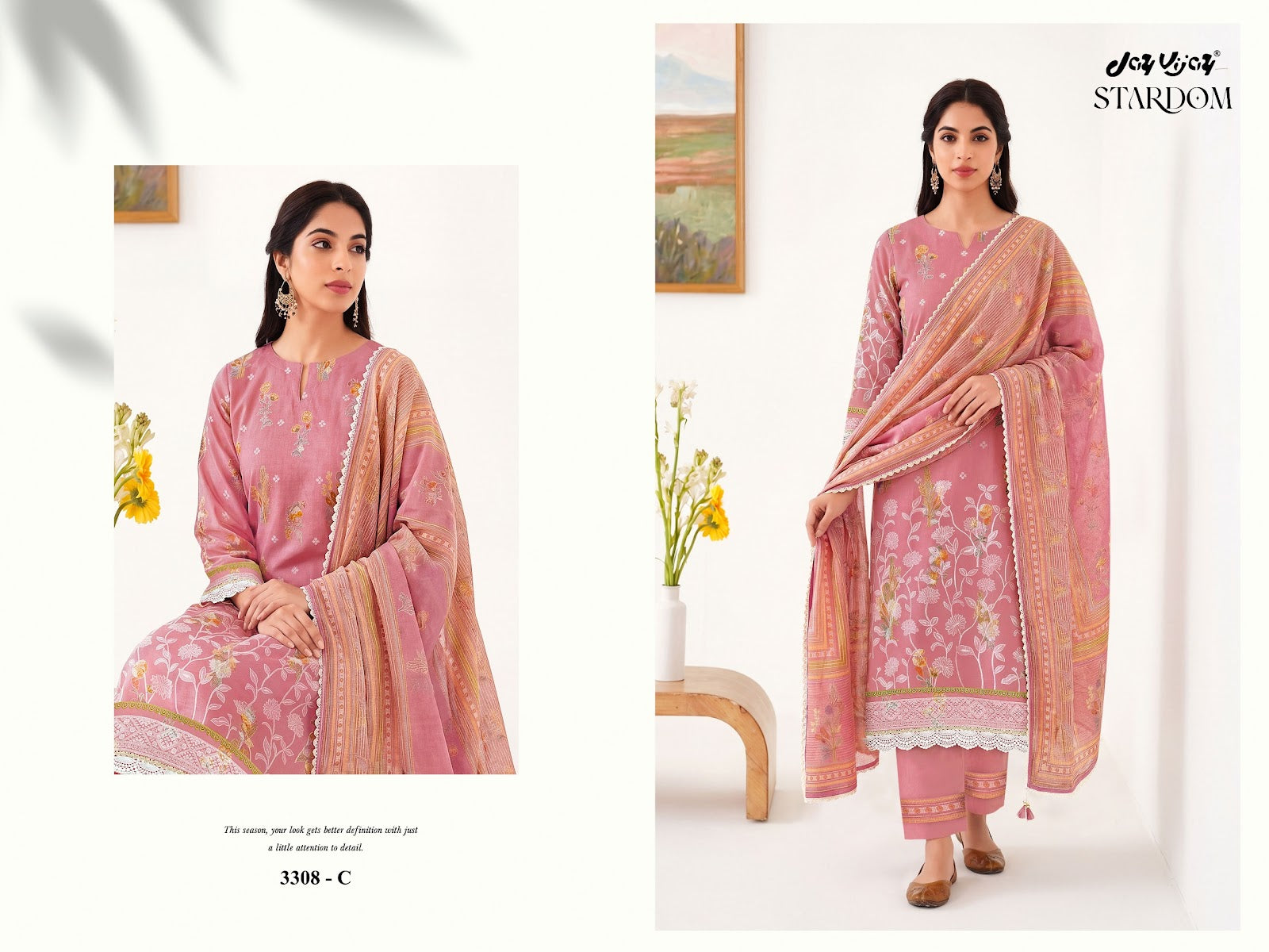 Stardom Jay Vijay Mal Chanderi Pant Style Suits Exporter