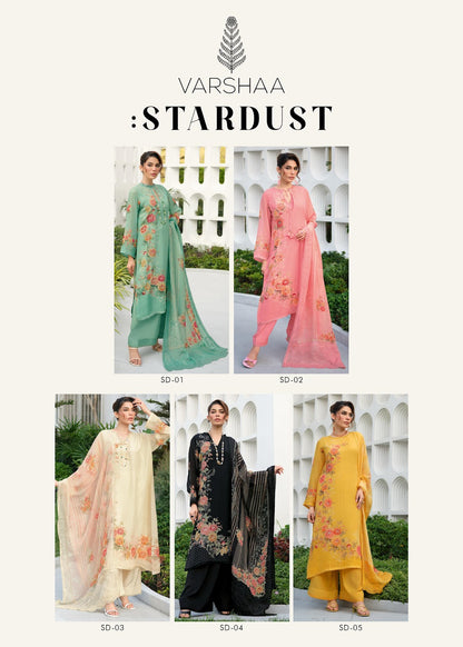 Stardust Varshaa Viscose Organza Plazzo Style Suits Manufacturer Gujarat