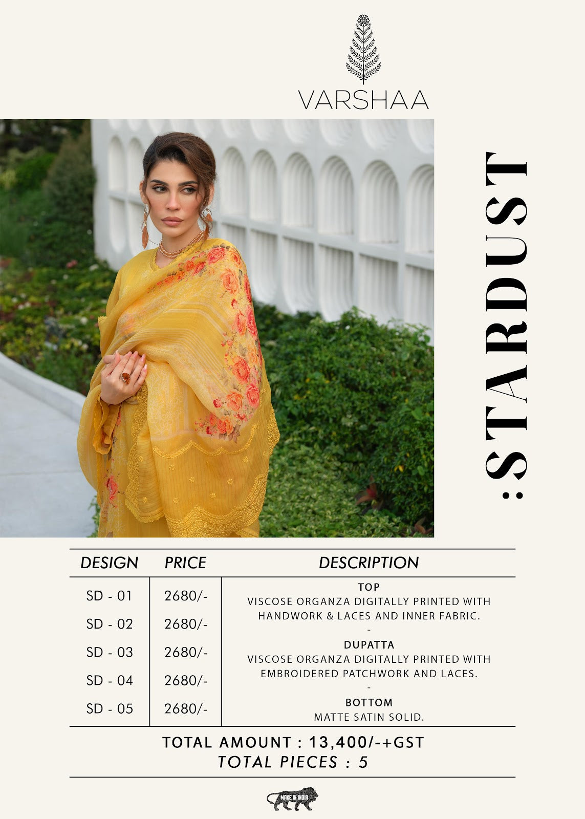 Stardust Varshaa Viscose Organza Plazzo Style Suits Manufacturer Gujarat