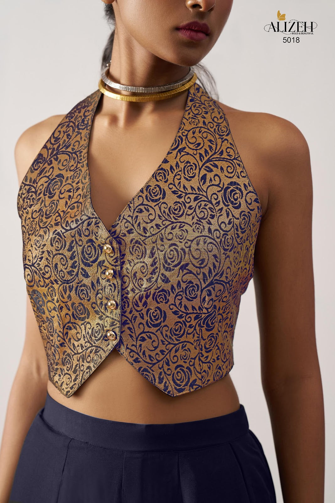 Starlet 5016-5018 Alizeh Jacquard Crop Top Shurg Palazzo Set Exporter India