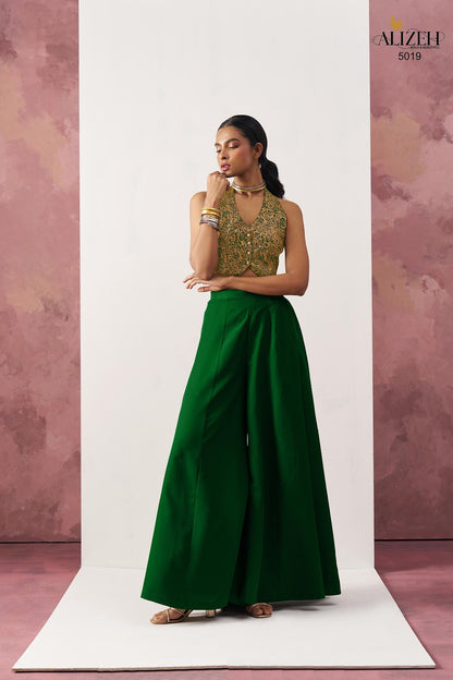 Starlet 5016-5018 Alizeh Jacquard Crop Top Shurg Palazzo Set Exporter India