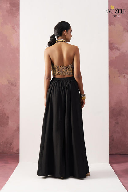 Starlet 5016-5018 Alizeh Jacquard Crop Top Shurg Palazzo Set Exporter India