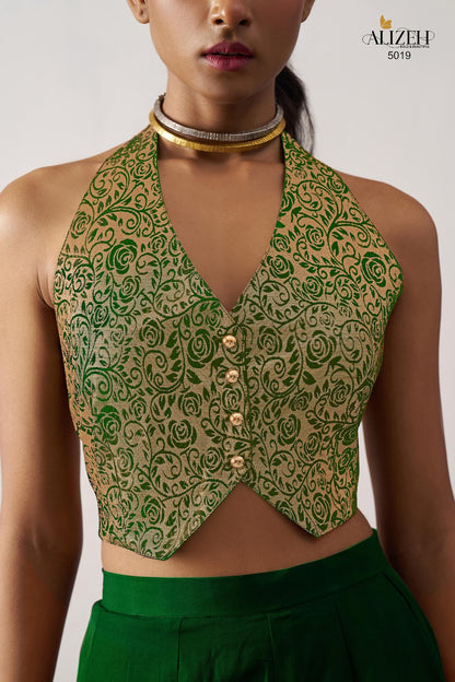 Starlet 5016-5018 Alizeh Jacquard Crop Top Shurg Palazzo Set Exporter India