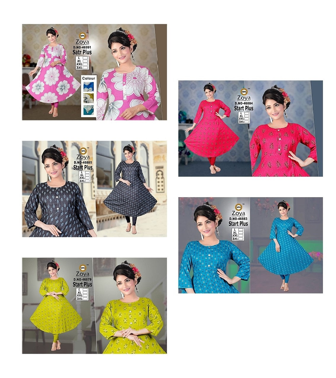 Start Plus Zoya Rayon Anarkali Kurtis Exporter