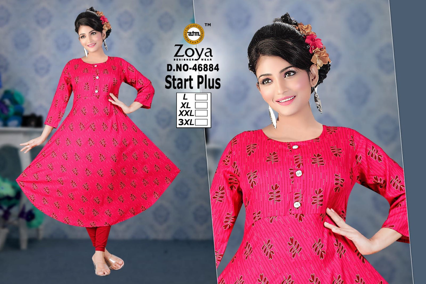 Start Plus Zoya Rayon Anarkali Kurtis Exporter