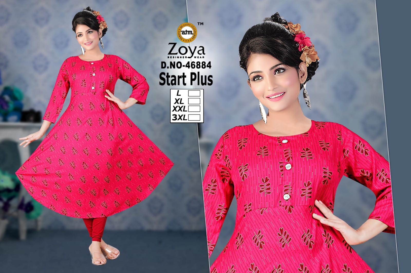 Start Plus Zoya Rayon Anarkali Kurtis Exporter