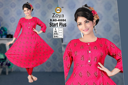 Start Plus Zoya Rayon Anarkali Kurtis Exporter
