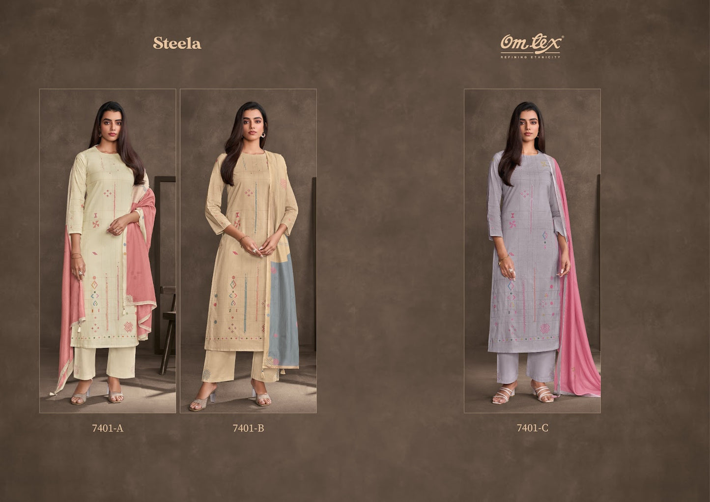 Steela Omtex Lawn Cotton Pant Style Suits Supplier