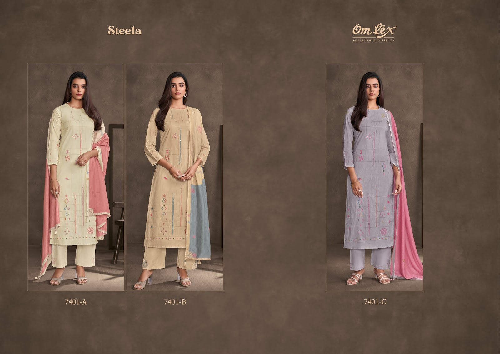 Steela Omtex Lawn Cotton Pant Style Suits Supplier