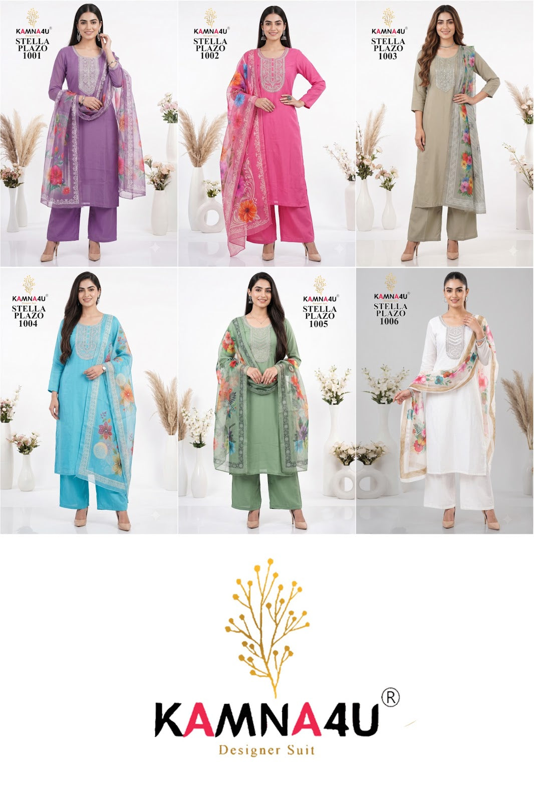 Stella Kamna4U Chanderi Readymade Plazzo Style Suits Exporter