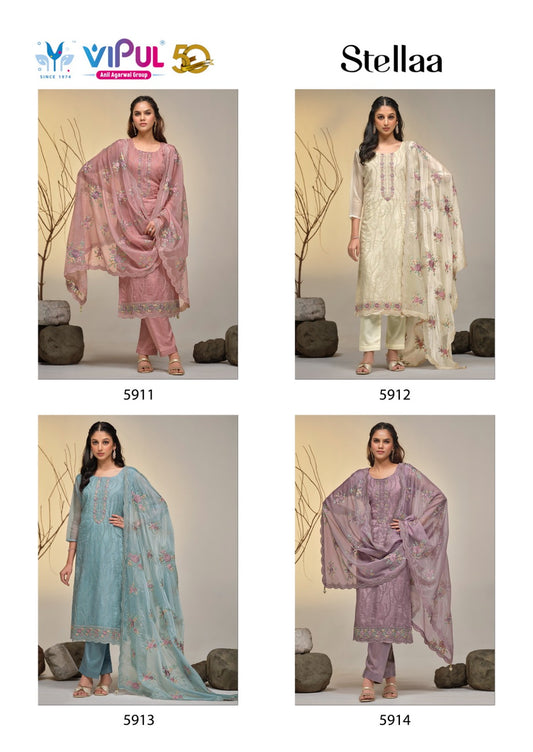 Stellaa Vipul Soft Organza Pant Style Suits Wholesale