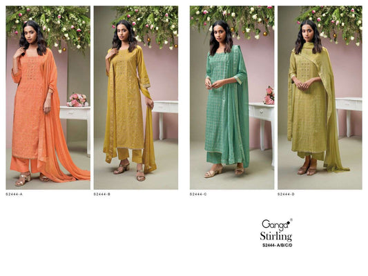 Stirling 2444 Ganga Premium Cotton Plazzo Style Suits Wholesaler Ahmedabad
