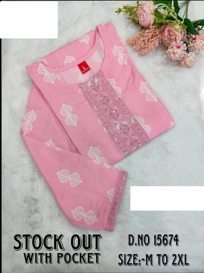 Stock Out Liva Jnx Rayon Kurti With Pocket Wholesale