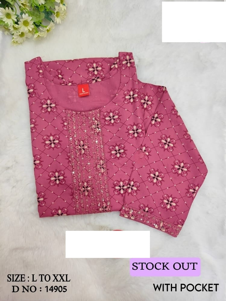 Stock Out Liva Jnx Rayon Kurti With Pocket Wholesale