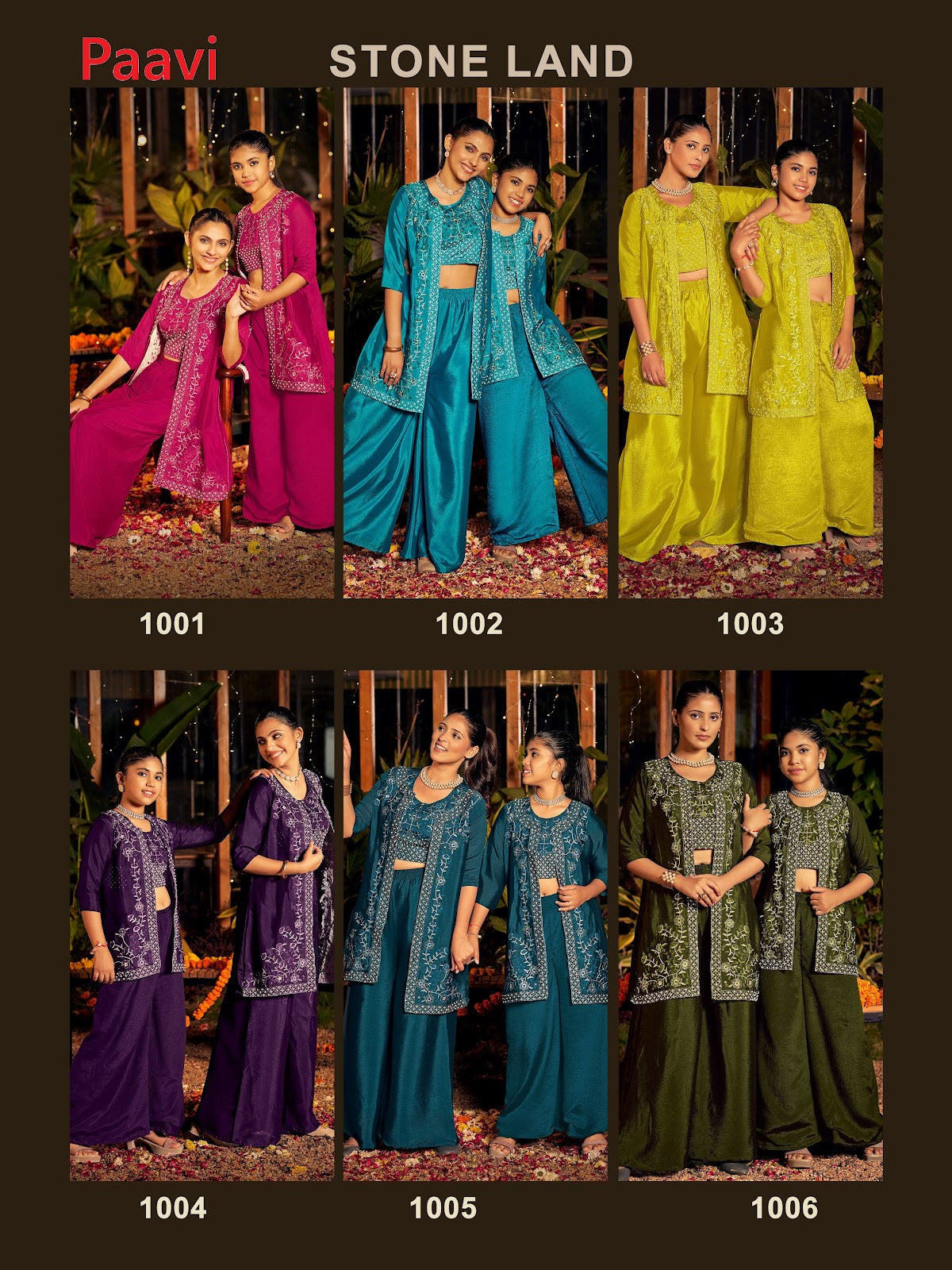 Stone Land Paavi Chinon Crop Top Shurg Palazzo Set Wholesale Price