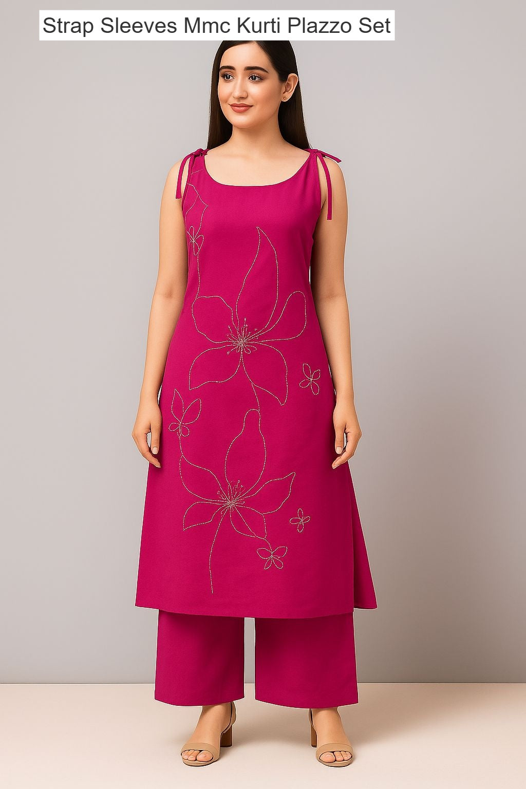 Strap Sleeves Mmc Vatican Kurti Plazzo Set Exporter India