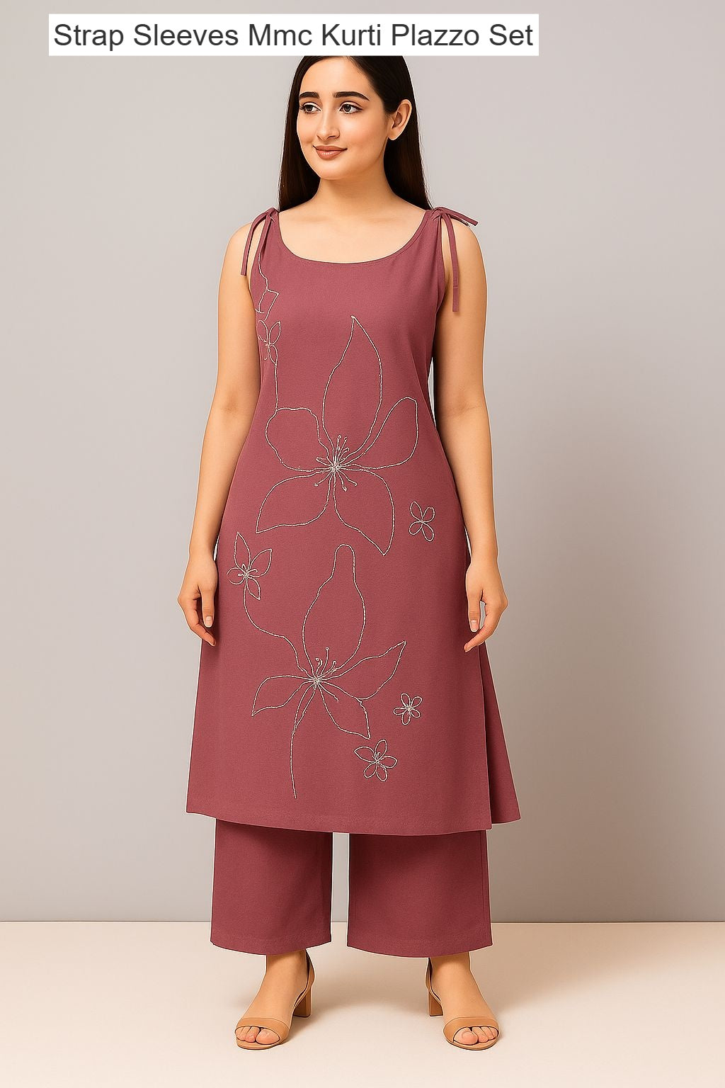 Strap Sleeves Mmc Vatican Kurti Plazzo Set Exporter India